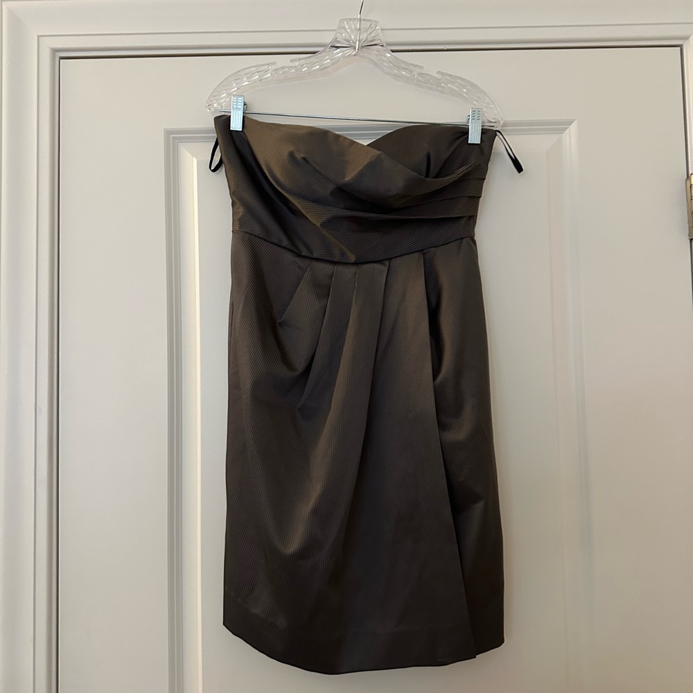 Charlotte Russe Strapless Dark Gray Pinstripe Dress